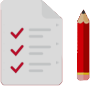 Icon showcasing paper checklist and a pen.