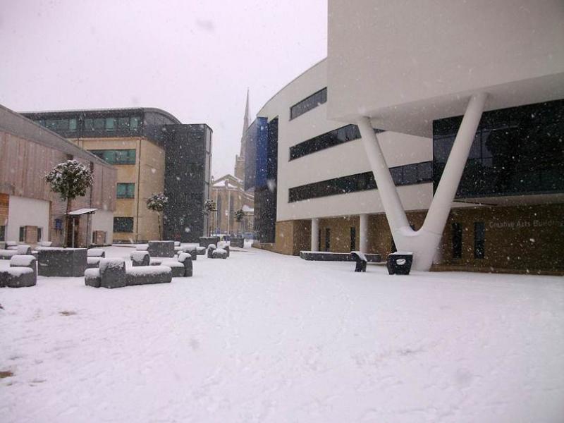 Image showing snow on University of Huddersfield campus.