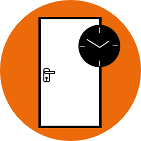 Icon showcasing door and a clock.