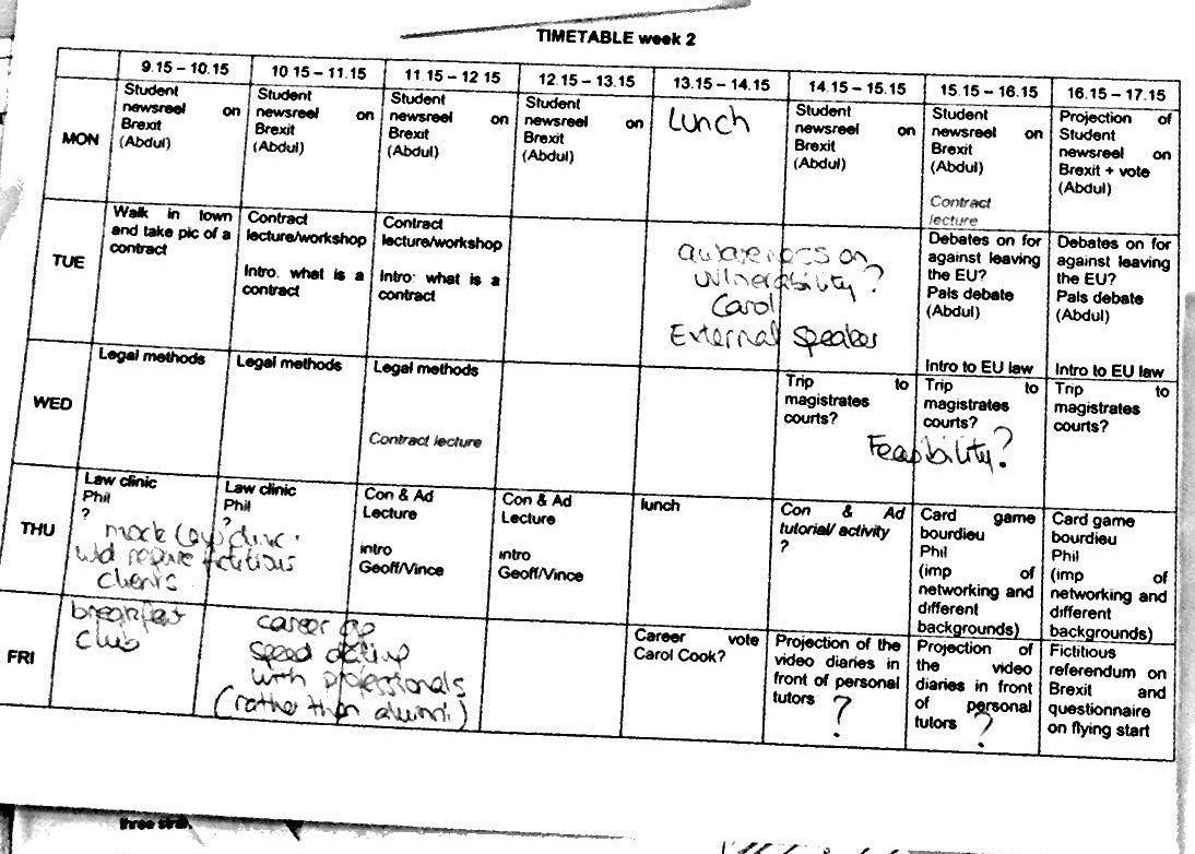 Image displaying timetable.