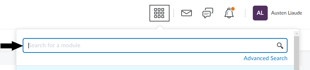 Module Search Box in Brightspace
